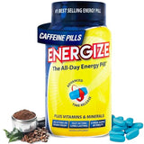 Energize Caffeine Pills, Fast Acting All Day Energy Pills & Natural Nootropics Support Supplement with Time Release Caffeine, Energy Support for Men and Women, No Jitters, No Crash (84 Tablets)