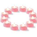 merrynights LED Candles, 24 Pack Tea Lights Candles Battery Operated, Flameless Tealight Candles, Realistic Tea Lights for Halloween Christmas Party Decor -D 1.5” x H 1.25”-Pink Candles