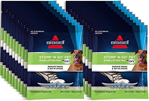 Bissell Stomp 'N Go Pet Lifting Pads + Oxy for Stain Removal on Carpet & Area Rug Cleaning, 20 Pack