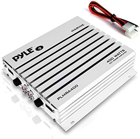 Pyle Hydra Marine Amplifier - Upgraded Elite Series 400 Watt 4 Channel Audio Amplifier, Waterproof, 12 volt, Dual MOSFET Power Supply, GAIN Level Controls, RCA Stereo Input & LED Indicator - PLMRA400
