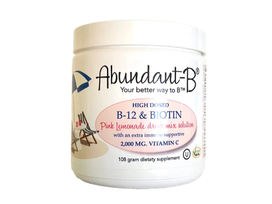 Sufficient-C Abundant-B High-Dose Methyl B-12 and Biotin Pink Lemonade Energy Drink Mix Solution - Flavor w/Function in each refreshing sip!