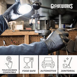 GLOVEWORKS Black Disposable Nitrile Industrial Gloves, 5 Mil, Latex & Powder-Free, Food-Safe, Textured, X-Large, 4 Boxes of 100