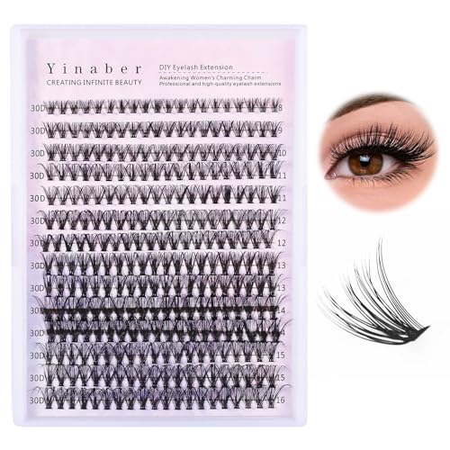 Lash Clusters 280pcs Individual Lashes Cluster Natural DIY Eyelash Extension Lash Clusters 30D 8-16mm Mix D Curl Eyelash Clusters Extensions for Self (30D-0.07D-8-16Mix)