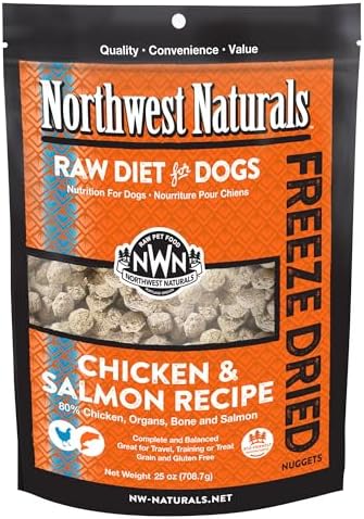 Northwest Naturals Freeze-Dried Chicken & Salmon Dog Food - Bite-Sized Nuggets - Healthy, Limited Ingredients, Human Grade Pet Food, All Natural - 25 Oz