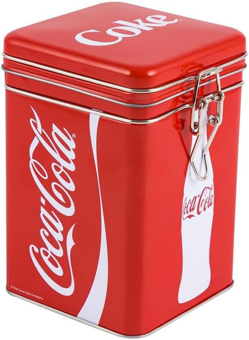 Coca-Cola Food Container Large Rectangular All Metal Locking Cookie Jar Metal Canister 7" H 29.8oz/881ml