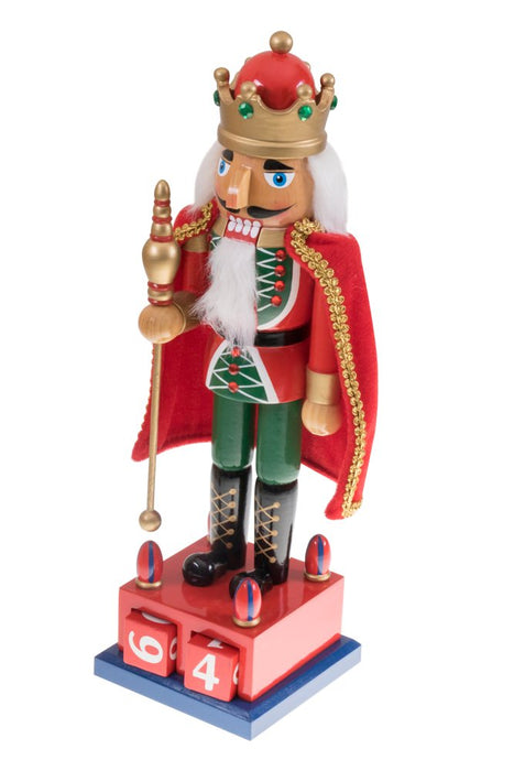 Clever Creations Wooden Christmas Nutcracker Advent Calendar, Countdown to Christmas, Festive Holiday Decoration, King