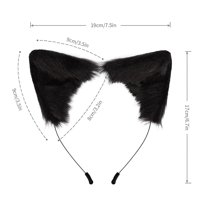 SMILETERNITY Handmade Fox Wolf Cat Ears Headwear Costume Accessories for Halloween Christmas Cosplay Party (Black)