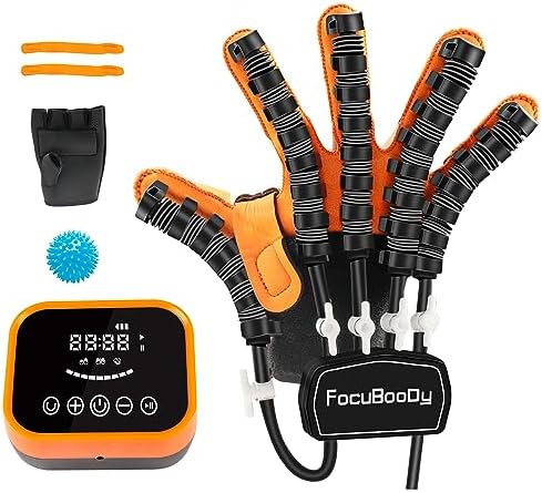 Rehabilitation Robot Gloves Equipment for Stroke Recovery, Hand Strength Exercise, and Adaptive Training Hemiplegic Finger with USB Chargeable Orange(Size S,Right Hand)