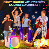 BAYSING Karaoke Machine for Kids, Portable Bluetooth Speaker with 2 Wireless Microphones, Mini Karaoke Machine with LED Light, Ideal Christmas, Birthday Toys Gift for 4, 5, 6, 7, 8, 9 Years Girl, Boy