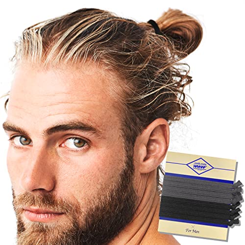 Knotted Mens Hair Ties For Men 8pcs (Thin, Black Charcoal) - No damage Crease Breakage Man Bun Hair Tie Men with Long Hair For Curly Thick Elastic Hair Ties For Guys | Perfect hairtie For Men