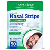 Instaclear Extra-Strength Nasal Breathing Strips Clear 50 ct | Works Instantly, Nasal Congestion Relief, Stops Snoring, Cold & Allergy