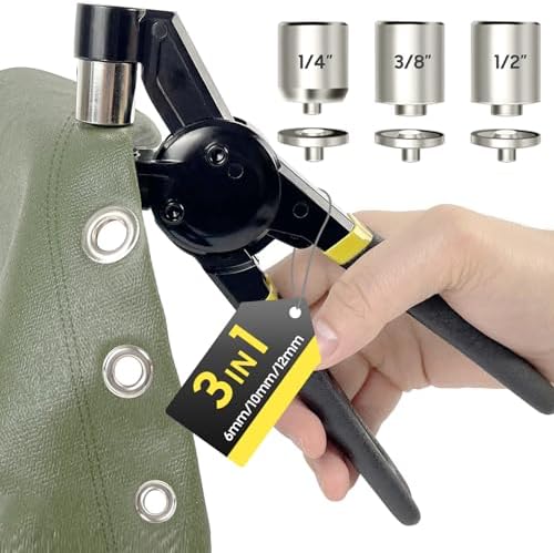 Grommet Tool Kit 1/2 1/4 3/8 Multi-Size Hole Punch, 600 Pcs Heavy Duty Grommets Tool Kit, Eyelets and Grommets for Tarps, Fabric Rings, Leather, Tents, Vinyl, Canvas and so on