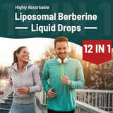 Berberine HCl Drops Supplement 3000 mg - Liposomal Berberine HCl Liquid - AMPK Activator with Turmeric, Ceylon Cinnamon, 12 Natural Ingredients - 2 fl oz