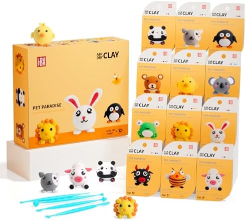 Air Dry Clay Kits - Modeling Clay for Kids, Ultra Light & Soft, Safe & Non-Toxic, 12 Boxes DIY Model Magic Clay with Sculpting Tools & Tutorials, Creatible Art Crafts Toys Gifts Boys Girls