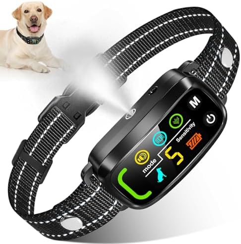 Citronella Bark Collar for Dogs [No Spray Refill] Spray Dog Training Collar, Anti Barking Training Collar with 5 Adjustable Sensitivity Beep Vibration Spray Bark Collar for L/M/S Citronella Dog Collar