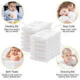 Lovely Care 12 Pack Muslin Burp Cloths 100% Cotton Muslin Cloths Large 20''x10'' Extra Soft and Absorbent Baby Burping Cloth - White