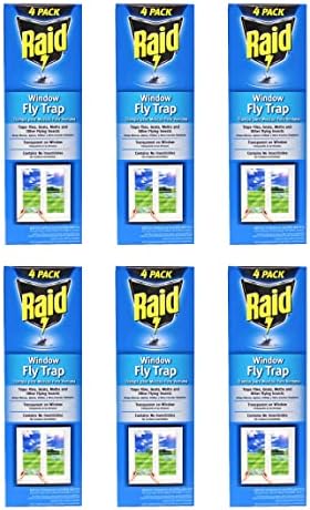 Raid Window Fly Trap 6 Pack, Fruit Fly Traps for Indoors, Disposable Bug Catcher, Paper Sticky Strips, Insect Glue Trap for Home, Kitchen, & Garage