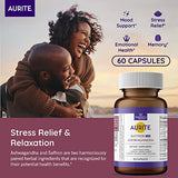 Aurite Saffron Ashwagandha Supplement | Stress Management, Mood Support, Long-Term Memory, for Women & Men. 60 Count, Vegetarian Friendly, Non-GMO, Gluten-Free, Soy-Free (2 Months of Supply)