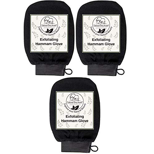 Natural Elephant Exfoliating Hammam Glove… (Pure Black 3 Pack)