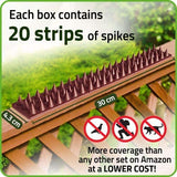 De-Bird Defender Spikes, 20 Pack Bird Deterrent, Squirrel Spikes, Anti Climb Spikes, Keep Cats Raccoon Pigeon Away, Easy Install Bird Spikes Strips, 20 Foot