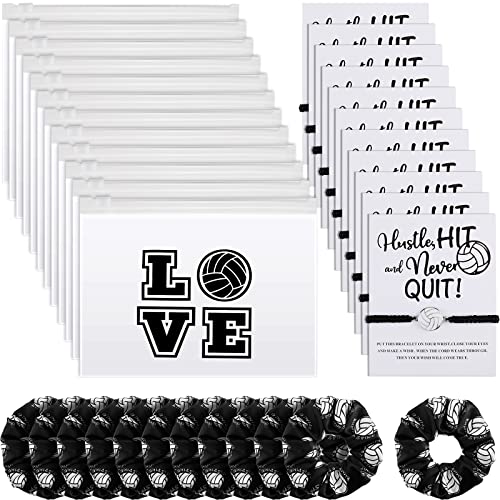 Juexica 36 Pcs Volleyball Team Gifts: 12 Bracelets, 12 Scrunchies, 12 Bags for Players and Volleyball Lovers