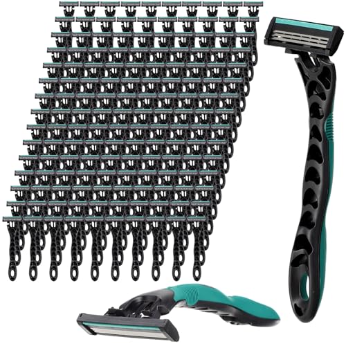 150 Pcs Men's Disposable Razors Bulk 3 Blade Men Razors for Head Sensitive Skin Comfortable Shave