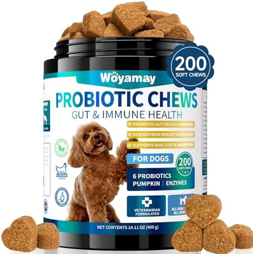 Probiotics for Dogs, 200 Soft Treats Dog Probiotics for Digestive Health & Immune System, Probiotic Chews for Dogs, Support Gut Health | Itchy Skin | Diarrhea | Gas Relief Treatment