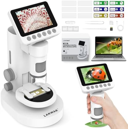 1000X Portable Microscope for Kids with 3.5-inch-Screen: 3-in-1 Digital Microscope with Stand, Kids Microscope Christmas/Birthday Gifts, Handheld Microscope Educational Science Kit, 32g SD Card