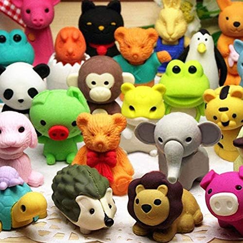 64Pcs Animal Erasers Kids Pencil Eraser 3D Bulk Mini Take Apart Puzzle Eraser Desk Pets for Party Favors, Classroom Rewards, Game Prizes, Gift Exchange, Class Treasure Box, School Supplies
