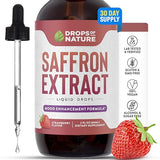 Saffron Liquid Drops Supplement for Wellness - Made with Saffron Extract - Vegan, Pure, and Fast Absorption - Daily Saffron Supplement for Antioxidant Enrichment & Emotional Balance (Strawberry, 60mL)