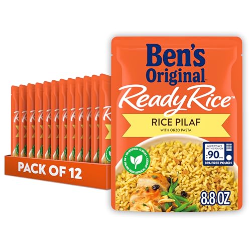 BEN'S ORIGINAL Ready Rice Rice Pilaf Flavored Rice, Easy Dinner Side, 8.8 Oz Pouch (Pack of 12)