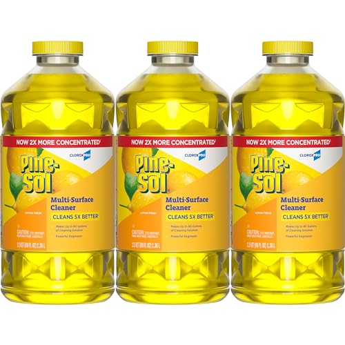 Pine-Sol Multi-Surface Cleaner, CloroxPro, 2x Concentrated Formula, All-Purpose Cleaner, Lemon Fresh, 80 Fl Oz, Pack of 3