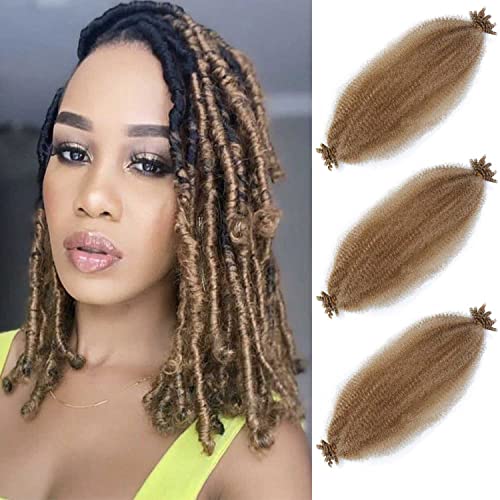 Brown Springy Afro Twist Hair 16 Inch 3 Packs Afro Twist Spring Hair Braiding Hair Extension Afro Wrapping Hair for Soft Locs (16 Inch, 3packs, 27#)