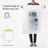 EKO Easy-Dispense Roll of 60 Count Extra-Strong Drawstring Kitchen Trash Bags - 21 Gallon Garbage Bags (79.5L) 60 pack, Code G