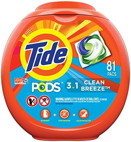 Tide PODS Laundry Detergent Soap PODS, High Efficiency (HE), Clean Breeze, 81 count
