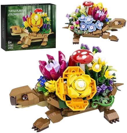 Sea Turtle Succulent Planter Building Set, Compatible with Lego Turtle Flowers Pot Building Kit, Animals Botanical Collection Blocks Toys, for 6+ Girls, Women, Home Plants Decor, Gifts