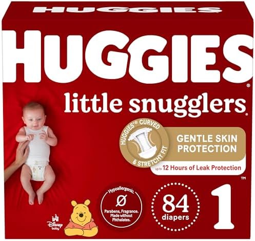 Huggies Size 1 Diapers, Little Snugglers Newborn Diapers, Size 1 (8-14 lbs), 84 Count