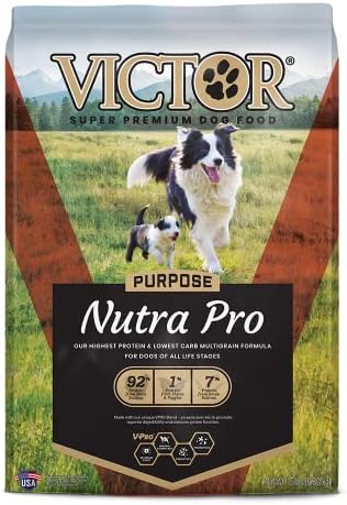 Victor Super Premium Dog Food – Purpose - Nutra Pro – Gluten Free, High Protein Low Carb Dry Dog Food for Active Dogs of All Ages – Ideal for Sporting Dogs, Pregnant or Nursing Dogs & Puppies, 15lbs