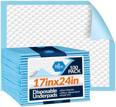 MED PRIDE Disposable Underpads 17'' x 24'' (300-Count) Incontinence Pads, Bed Covers, Puppy Training | Thick, Super Absorbent Protection for Kids, Adults, Elderly | Liquid, Urine, Accidents