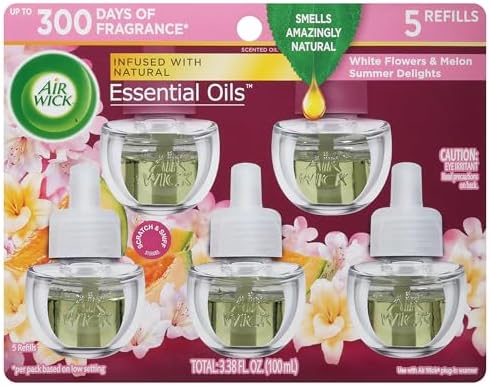 Air Wick Plug in Scented Oil Refill, 5ct, Summer Delights, Air Freshener, Essential Oils