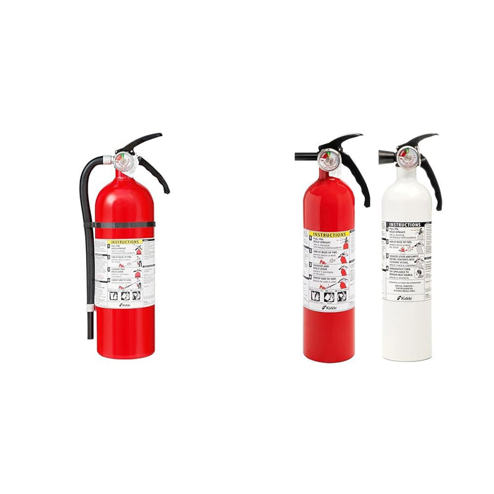 Kidde Fire Extinguisher for Home, Garage & Workshop Use, 3-A:40-B:C, 8.85 Lbs. & Kitchen Fire Extinguishers for Home & Office Use, 2 Pack: One 1-A:10-B:C and One Specialty Kitchen Extinguisher