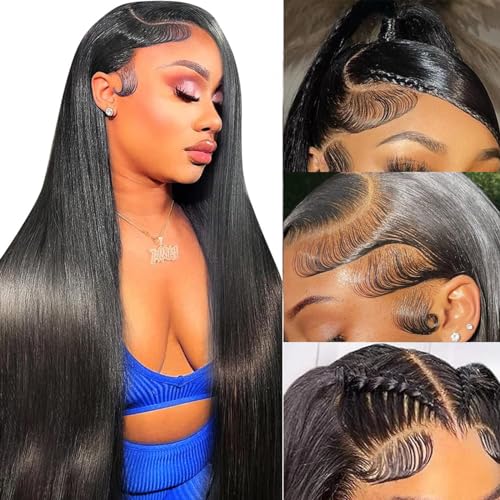 Straight Lace Front Wigs Human Hair Pre Plucked 180 Density 13x6 Lace Front Wigs Human Hair HD Transparent Glueless Wigs With Baby Hair 20 Inch