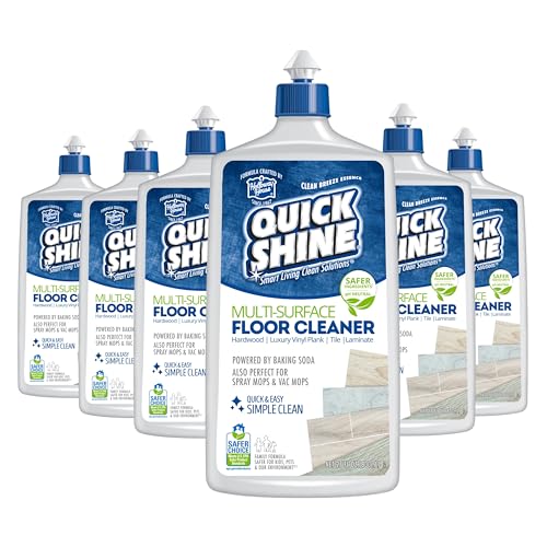 Quick Shine Multi Surface Floor Cleaner 27oz, 6Pk | Ready to Use-Streak Free- No Rinse | Use on Hardwood, Laminate, Luxury Vinyl Plank & Stone | Use in Spray Mops & Vac Mops | Safer Choice Cleaner