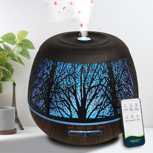 Diffusers for Essential Oils Large Room 400ml,Essential Oil Diffuser for Home with R/C,Cool Mist Humidifiers for Bedroom,7 Colors Changed & 3 Mist Mode Waterless Auto Off for Office Meditation Decor