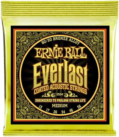 Ernie Ball Everlast Medium 80/20 Bronze Acoustic Guitar Strings, 13-56 Gauge (P02554)