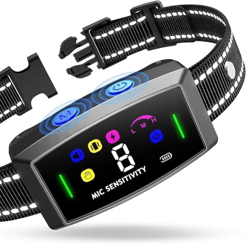 Bark Collar, Dog Bark Collar for Large Medium Small Dogs,Smart AI Auto Bark Collar,Rechargeable Anti Barking Training Collar with 8 Adjustable Sensitivity