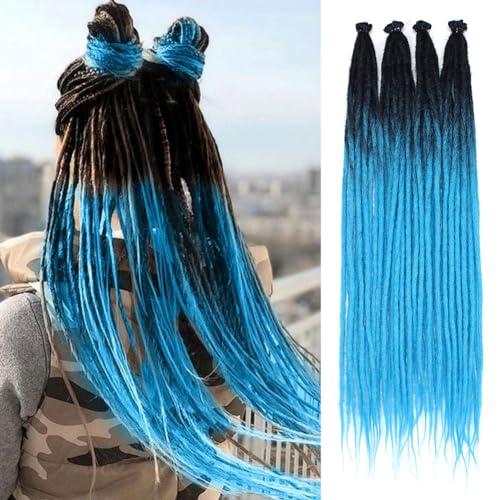 Kraler 22 Inch 40 Strands Dreadlock Extensions, Thin 0.6cm Width Brown to Blonde Synthetic Crochet Dreads Extensions 100% Handmade Single Ended Dreads Reggae Style Dreadlock for Worman
