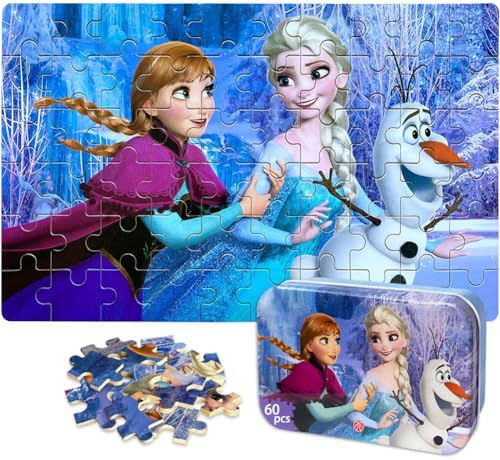 Puzzles in a Metal Box 60 Piece Jigsaw Puzzle for Kids Ages 3+ for Children Learning Educational Puzzles Toys Authorized