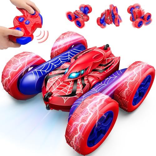 Remote Control Car, Double Sided 360° Rotating 4WD RC Cars for 3-12 Year Old Boys 2.4GHz Electric Rechargeable Race Stunt Birthday Halloween Xmas Easter Basket Stuffers RC Toys for 3-12 Year Old Boys