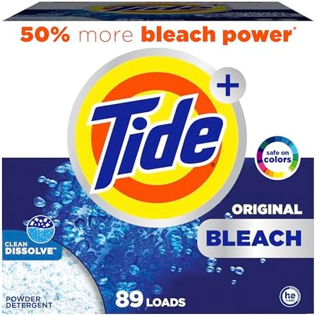 Tide Powder Laundry Detergent with Bleach Alternative, Original Scent, 89 Loads, 129 oz